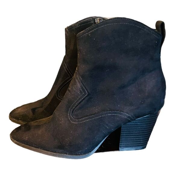 Divided by H&M faux suede Westen ankle boots black size 6  booties zips on side - Picture 1 of 10